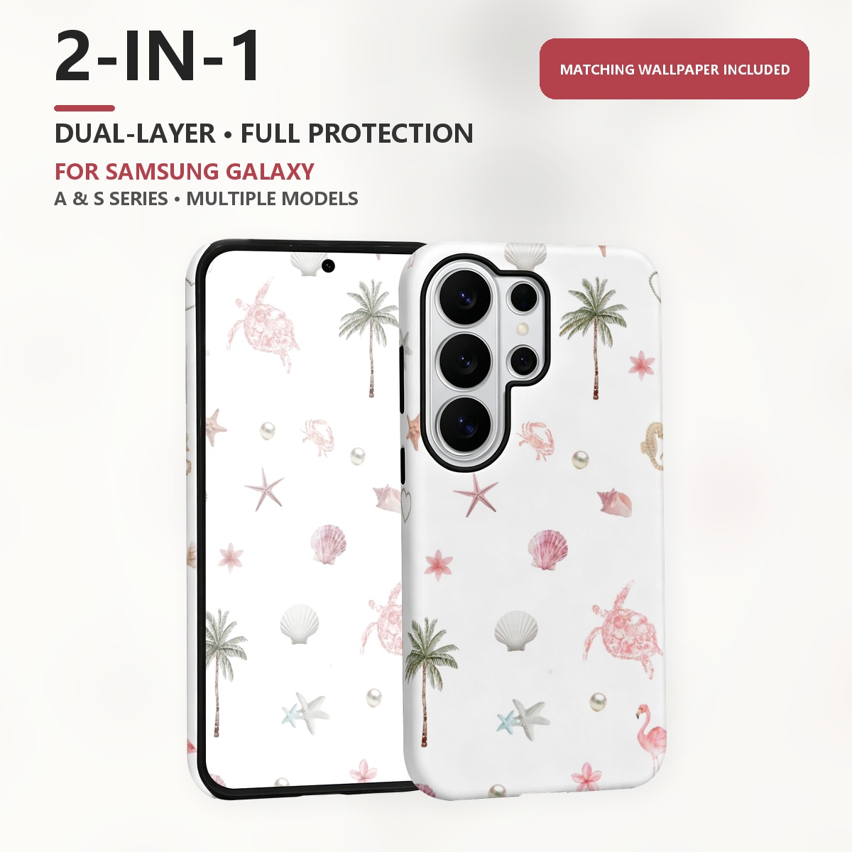 Samsung Galaxy S24 - tortue flamant rose 2-in-1 Double Couche